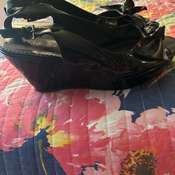 Black Patent Leather Wedges - Picture 2 of 5